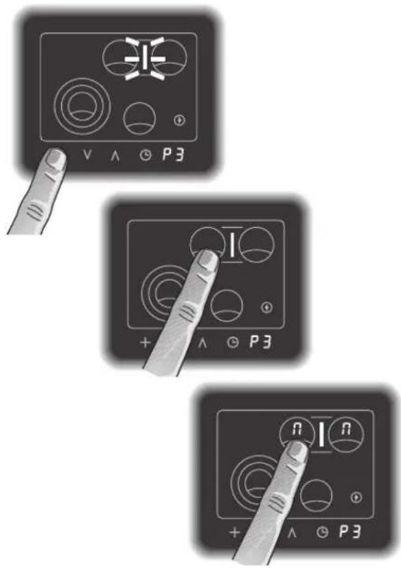 GAGGENAU CK 482-100 - Optionsmenü, Zuschaltung einstellen Kochzone vorne links - 1