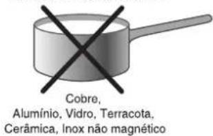 Cobre, Alumínio, Vidro, Terracota, Cerâmica, Inox não magnético
