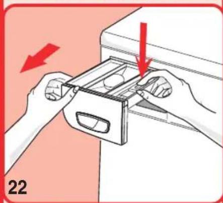 ELIN WM25E - HERAUSZIEHEN DER WASCHMITTELSCHUBLADE (ABB.22 ODER 23, MODELLABHÄNGIG) - 1