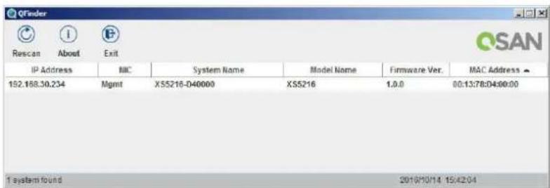 Qsan XCubeSAN XS1226S - "QFinder" Dienstprogramm - 2
