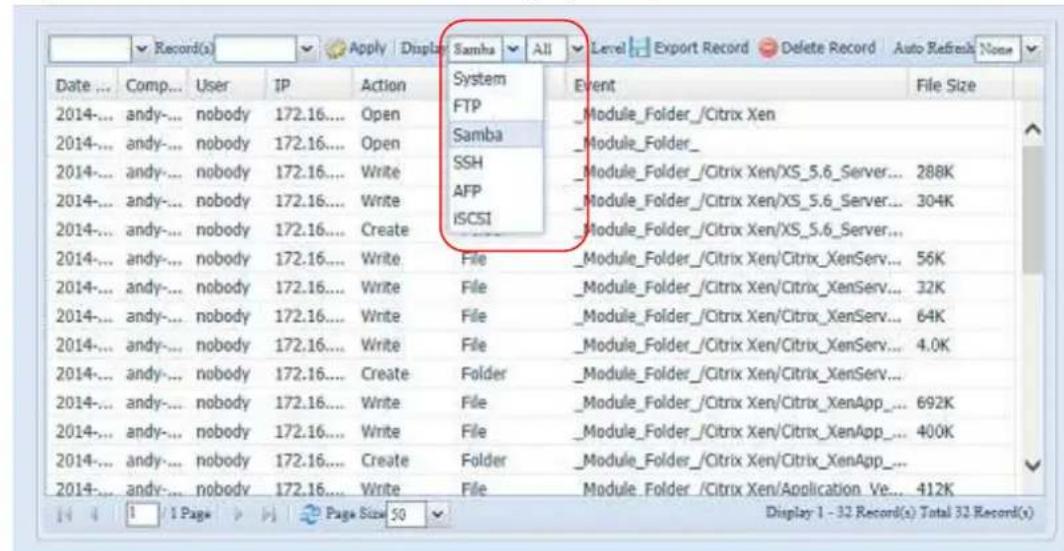 Thecus N8880U - User Access Log - 3