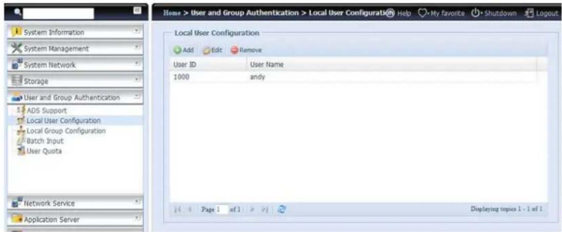 Thecus N8880U - Local User Configuration - 1