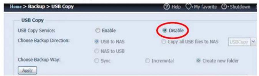 Thecus N8880U - Disable USB Copy - 1