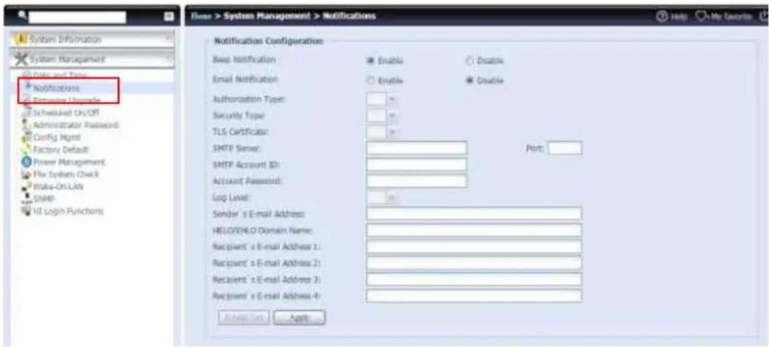 Thecus N8880U - Notification configuration - 1