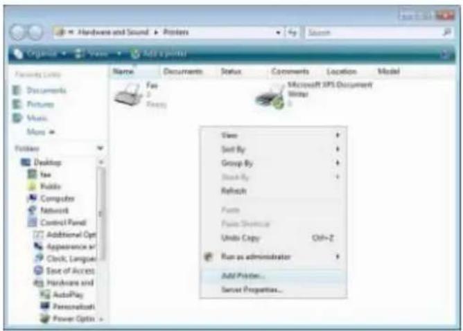 Thecus N8880U - Click the right mouse button in anywhere on the Printers folder and then select Add Printer. - 1