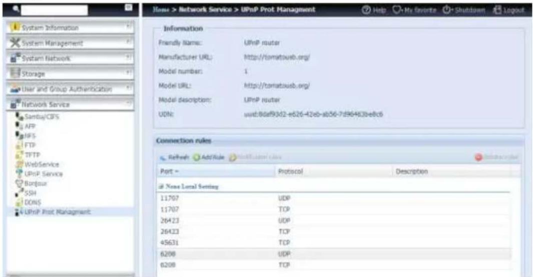 Thecus N8880U - UPnP Port Management - 2