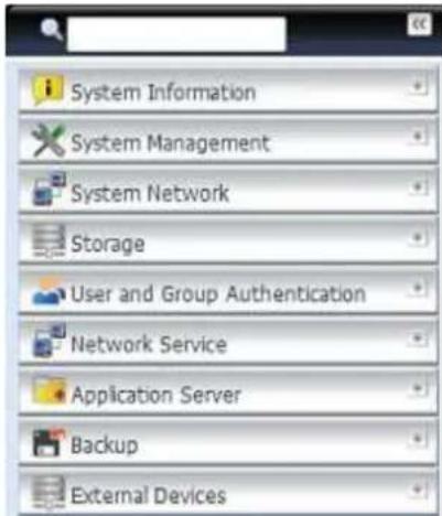 Thecus N8880U - Menu Bar - 1