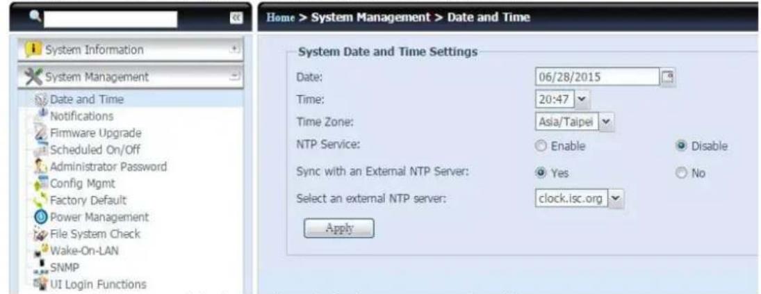 Thecus N8880U - Date and Time: Setting system time - 1