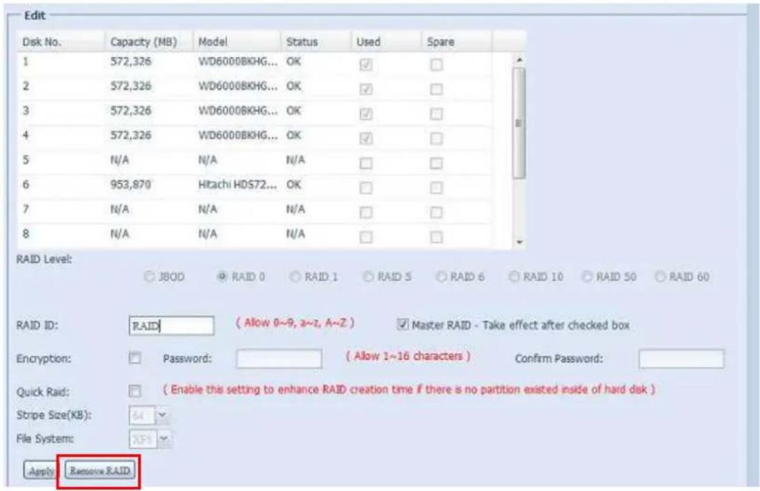 Thecus N8880U - Remove RAID - 1