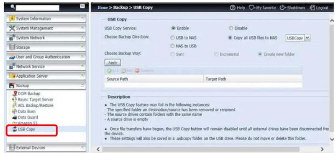 Thecus N8880U - USB Copy - 1