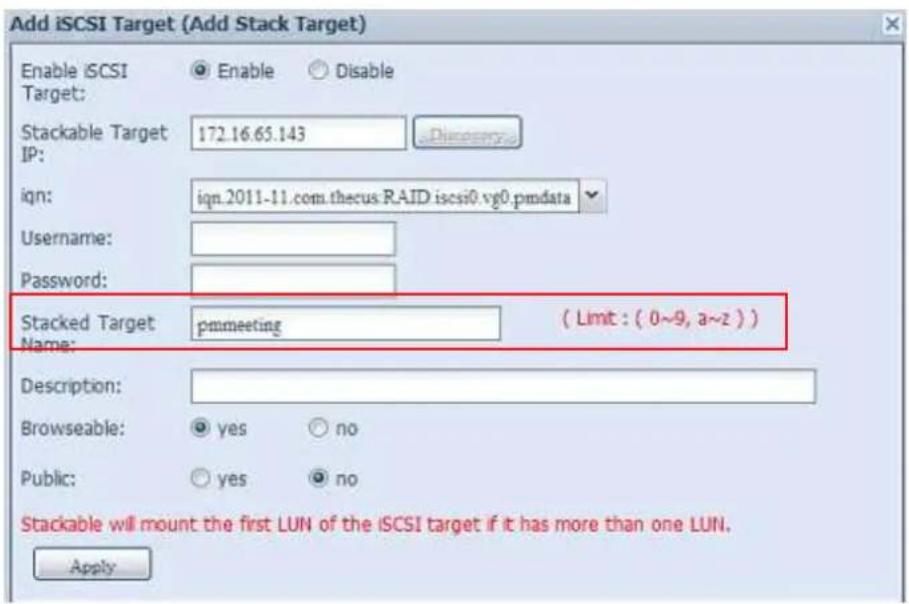 Thecus N8880U - Add a Stack Target Volume - 3