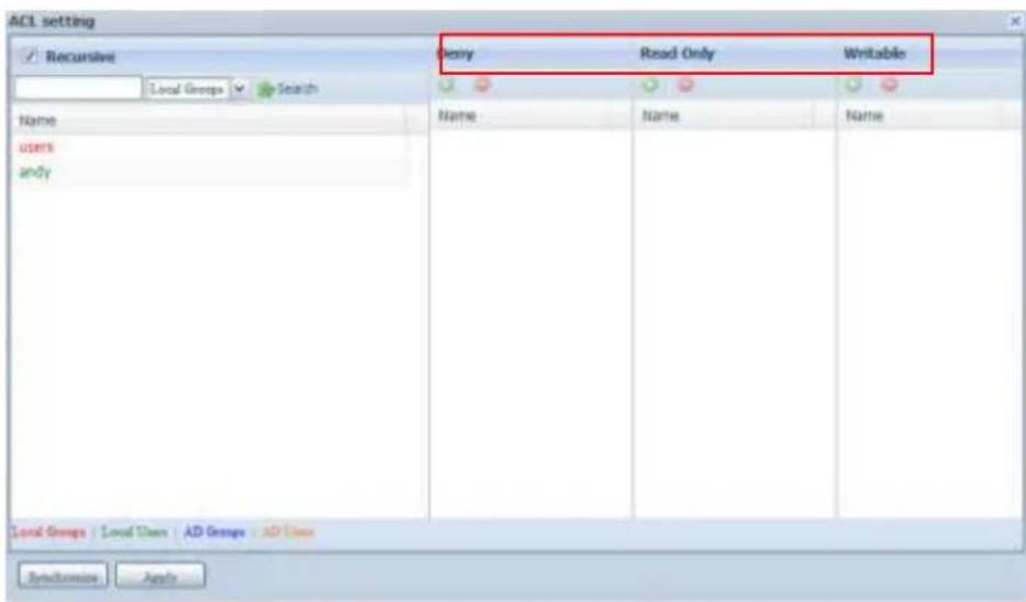 Thecus N8880U - Folder and sub-folders Access Control List (ACL) - 2