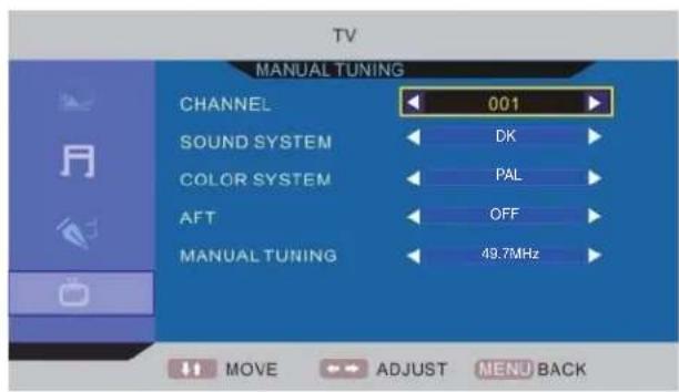 TechnoStar TF-L22B DVB-T - TV-MENÜ - 2
