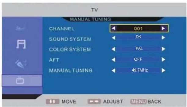TechnoStar TF-L22B DVB-T - Hoofdmenu OSD: - 6