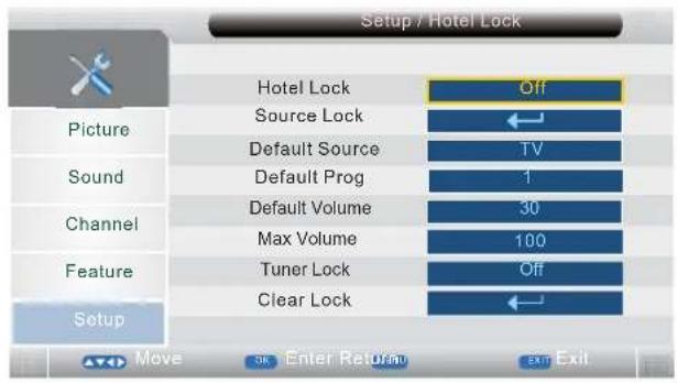 TechnoStar TF-L26B DVB-T - About the Hotel Lock function - 3