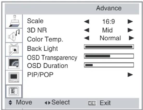 TechnoStar TF-L26B ATV - Advance menu (Erweiterte Einstellungen) - 1