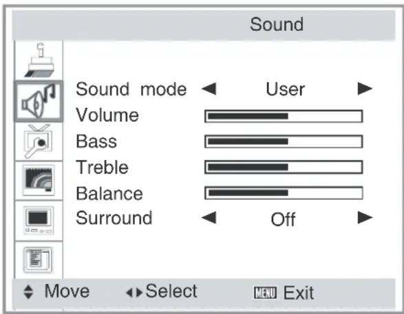 TechnoStar TF-L26B ATV - Sound menu - 1