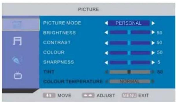 TechnoStar TF-L16B DVB-T - Hoofdmenu OSD: - 1