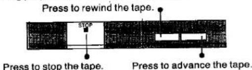 Press to rewind the tape. STOP Press to stop the tape. Press to advance the tape.