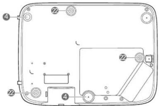 Technical diagram of a device casing with numbered components and labeled parts