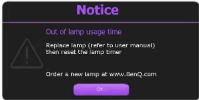 BENQ MW732 - Timing of replacing the lamp - 4