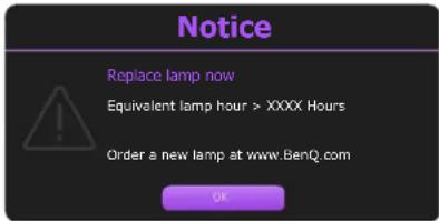 BENQ MW732 - Timing of replacing the lamp - 3
