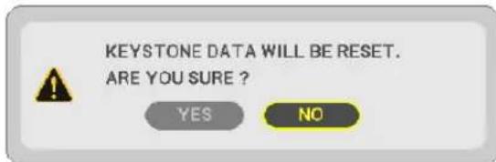 KEystone DATA WILL BE RESET. ARE YOU SURE ? YES NO