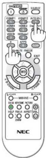 ON POWER I SOURCE COMP1 COMP2 AUTO ASS HDMI1 HDMI 2 Open port VIDEO HDBreset APPS AVAILMUTE FREEZE EXIT DOS R-SLOCK EKO SYSTEMS PICTURE HELP FOCUS APUEST VOL. ZOOM NEC
