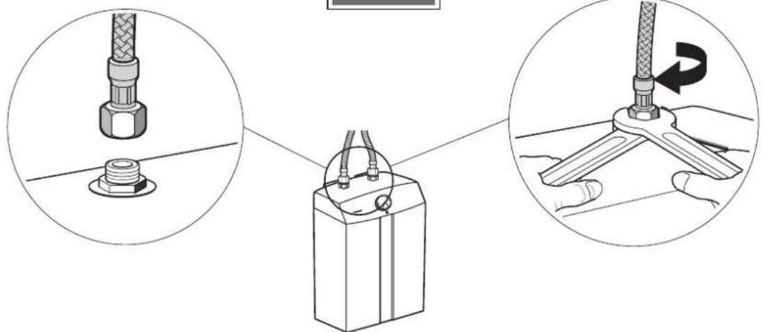 Technical diagram showing three steps of a mechanical assembly: pinning, mounting base, and clamping mechanism.