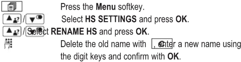 AUDIOLINE Switch 20x - Setting the handset name - 1