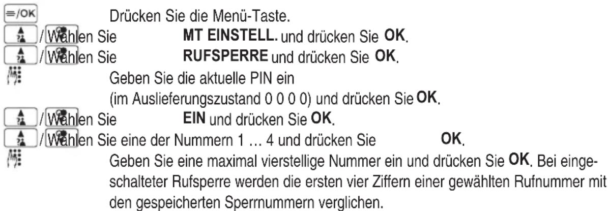 AUDIOLINE Splash 38x Combo - Rufnummernsperre einstellen (nur Mobilteil) - 1