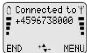Connected to +4596738000 END + MENU
