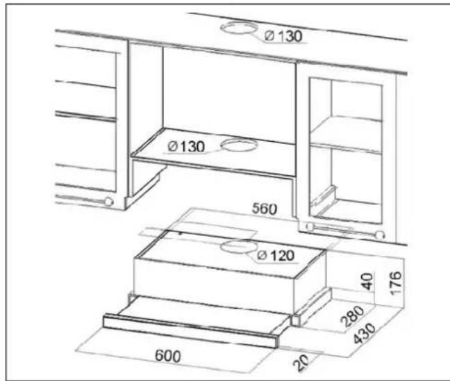 Ø 130 Ø 130 560 Ø 120 40 176 280 430 600 20