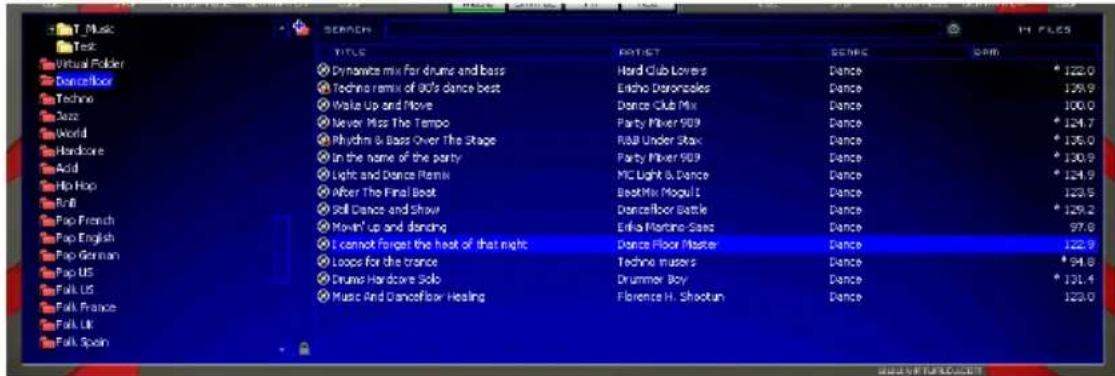 HERCULES VirtualDJ DJC MP3 e2 - a) Browserbereich: Ordnerbereich + Dateienbereich - 1