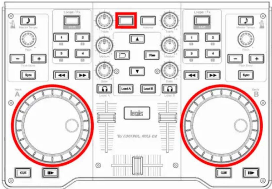 Master Tamps Push + Push Blown Sync Locks / Fx 1 2 88 89 3 4 ←← → Tutals Acceleration Track Medium Flow Maximum Sides Load A Load B Loaded B Cue Hercules DJ CONTROL, MAS EA Cue Locks / Fx 1 2 88 89 3 4 ←← → Pitch Level Sync Master Tamps Push + Push - + Sync