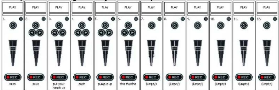 PLAY 1. 2. 3. 4. 5. 6. 7. 8. 9. 10. 11. 12. REC sawo REC push REC pump it up REC the the this REC (Empty) REC (Empty) REC (Empty) REC (Empty) REC (Empty)