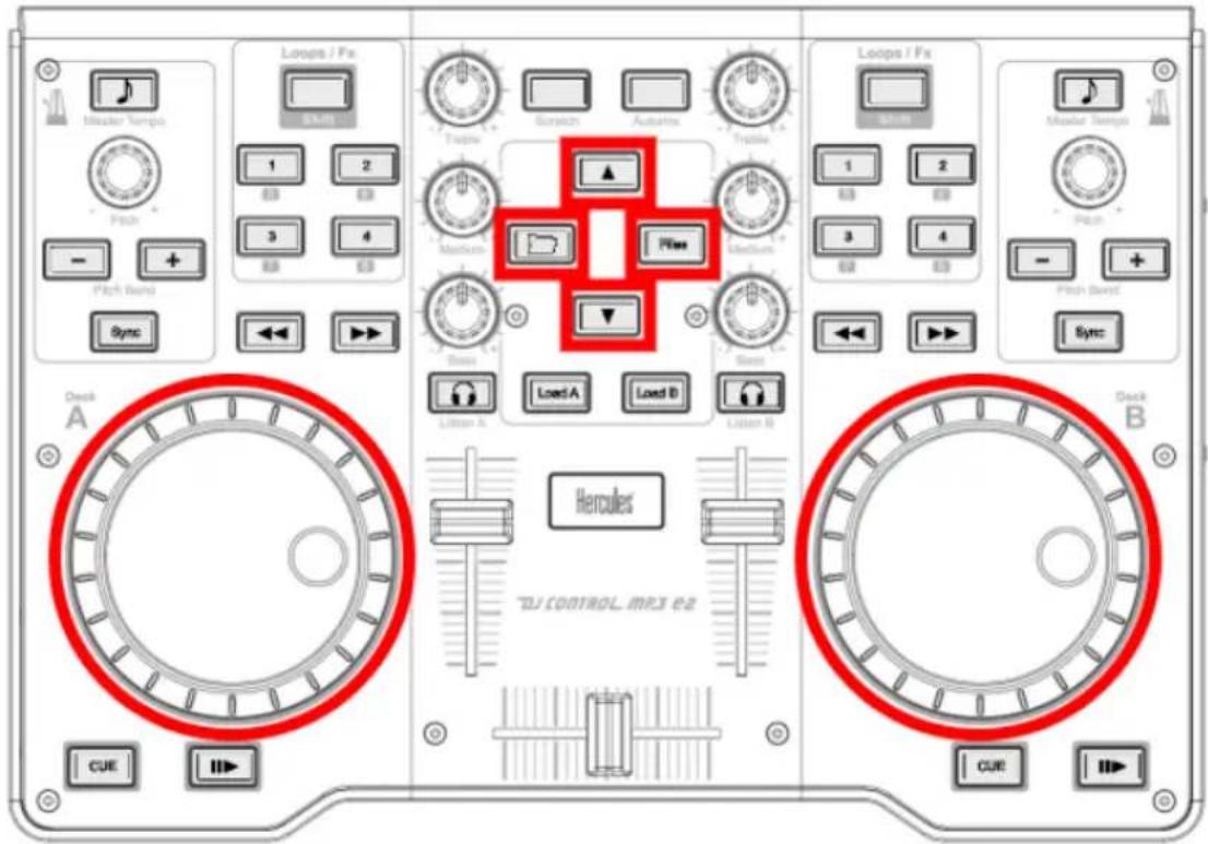 Bladder Tempus Pitch Pitch Band Sync Loops / Px 1 2 3 4 ◄► Traps Maximum Down Listen A Load A Load B Listen B Loops / Px 1 2 3 4 ◄► Trans Takeout Takeout Takeout Push Load Listen A Load A Load B Listen B Master Tempus Pitch Pitch Band Sync Deck A CUE ►► Hercules DJ CONTROL ME3 ea Deck B CUE