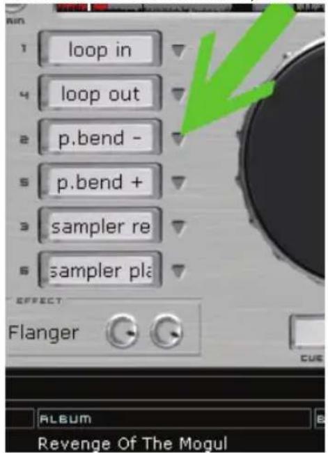 1 loop in 4 loop out 2 p.bend - 5 p.bend + 3 sampler re 6 sampler pla EFFECT Flanger CUE ALBUM Revenge Of The Mogul