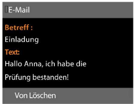 SIEMENS Gigaset DX600A - Nachrichtenkopf und Text einer E-Mail ansehen - 2
