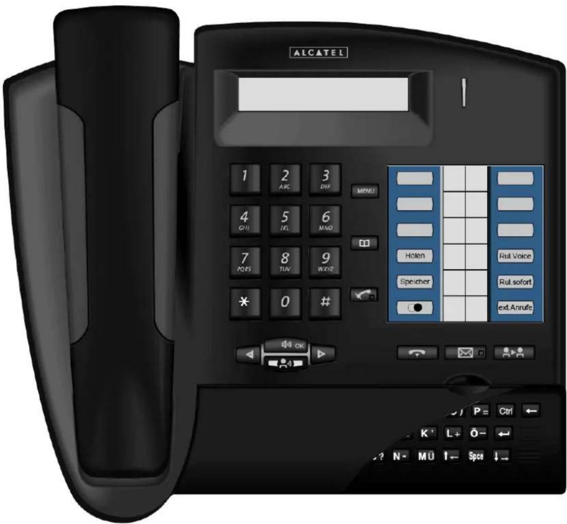 ALCATEL 1 2 3 ABC DEF MENU 4 5 6 GUI IIC MNO 7 8 9 POS 0 WXY2 Speicher Rut Voice Rut sofort ext.Anrufe OK P= Ctrl ← K' L+ 0- ← N- MU I- Spa ↓-