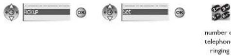 Add OK Set OK number of telephone ringing