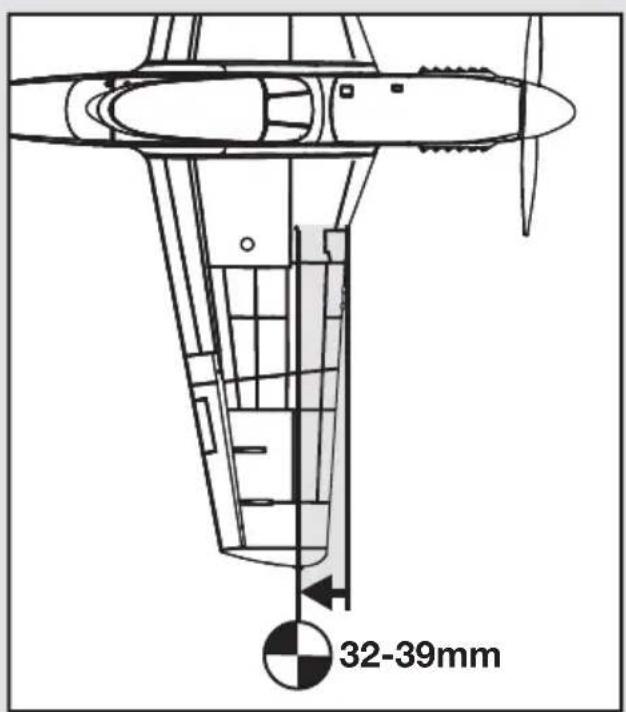 E-flite P-51D Mustang 280 BNF - Center of Gravity (CG) - 1