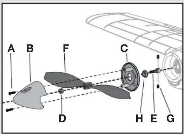 E-flite P-51D Mustang 280 BNF - Motor and Firewall - 1