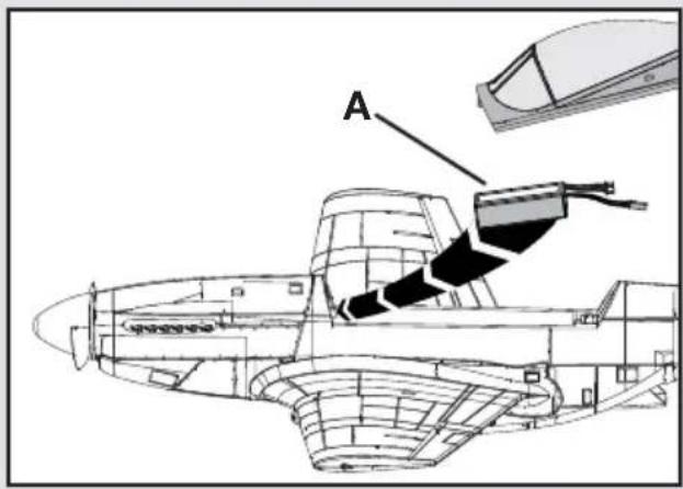 E-flite P-51D Mustang 280 BNF - Battery Installation - 4