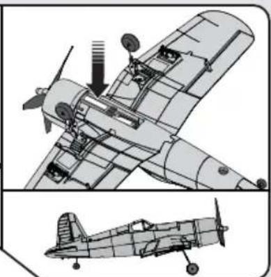 Technical line drawing of an early propeller airplane showing internal components and structural details (no text or labels)