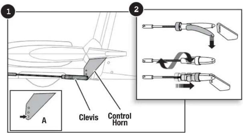 Hobby Zone Conscendo S RTF - Attaching the Clevis to the Control Horn - 1
