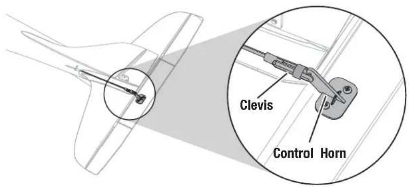 Hobby Zone Stratocam - Attaching the Clevis to the Control Horn. - 1