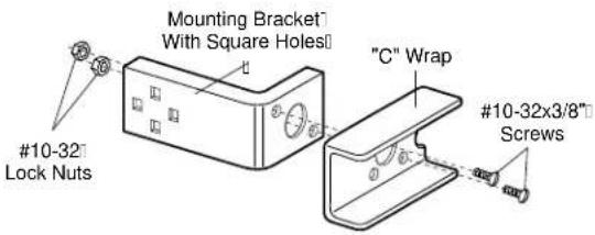 Mounting Bracket With Square Holes "C" Wrap #10-32 Lock Nuts #10-32x3/8" Screws
