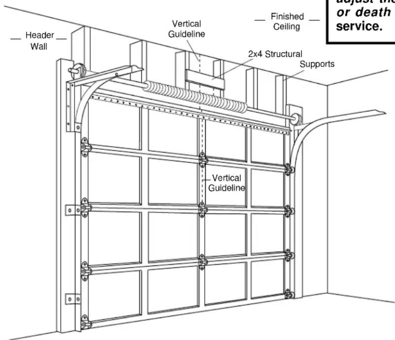 Header Wall Vertical Guideline Finished Ceiling 2x4 Structural Supports Vertical Guideline Surface or death service.
