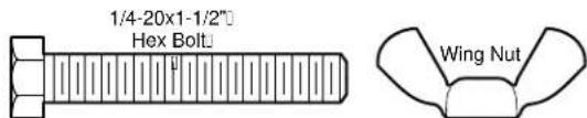 1/4-20x1-1/2" Hex Boltu Wing Nut